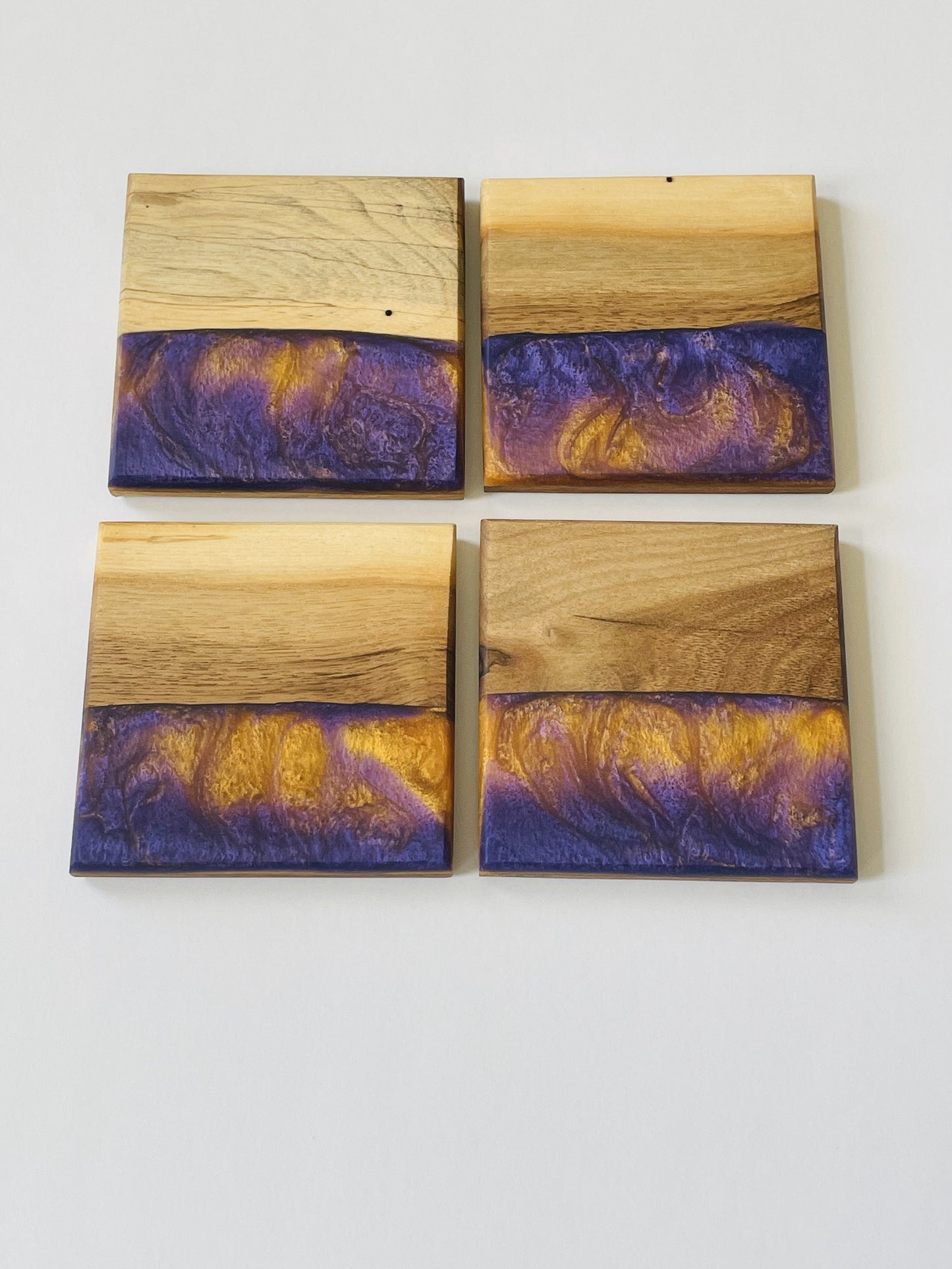 Walnut Purple Gold Epoxy Coasters