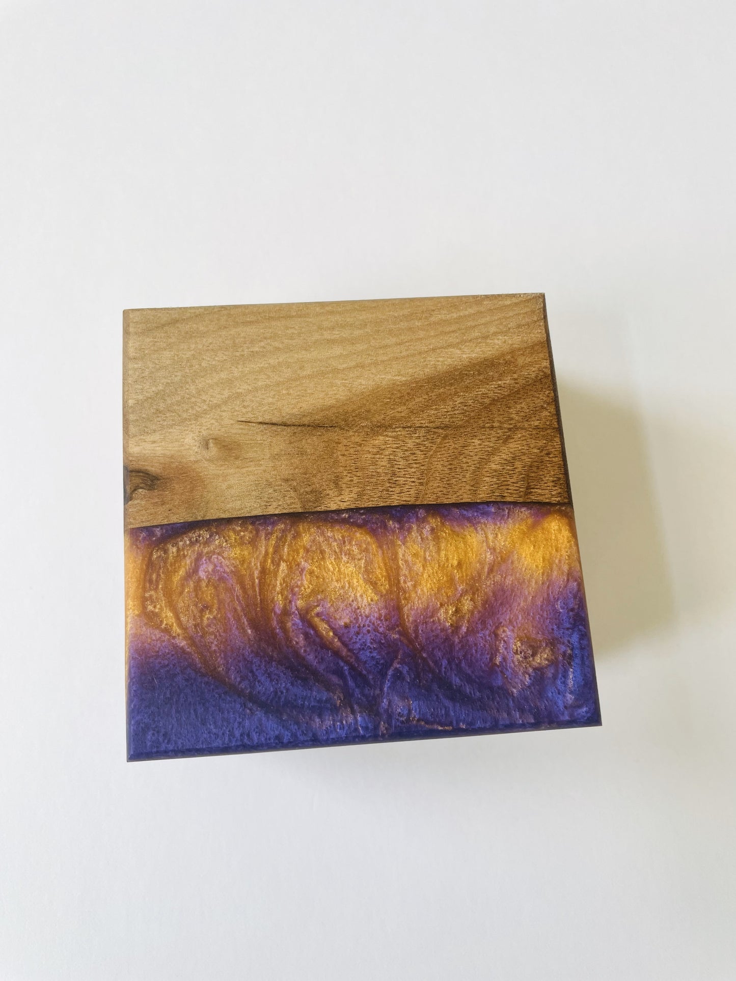 Walnut Purple Gold Epoxy Coasters