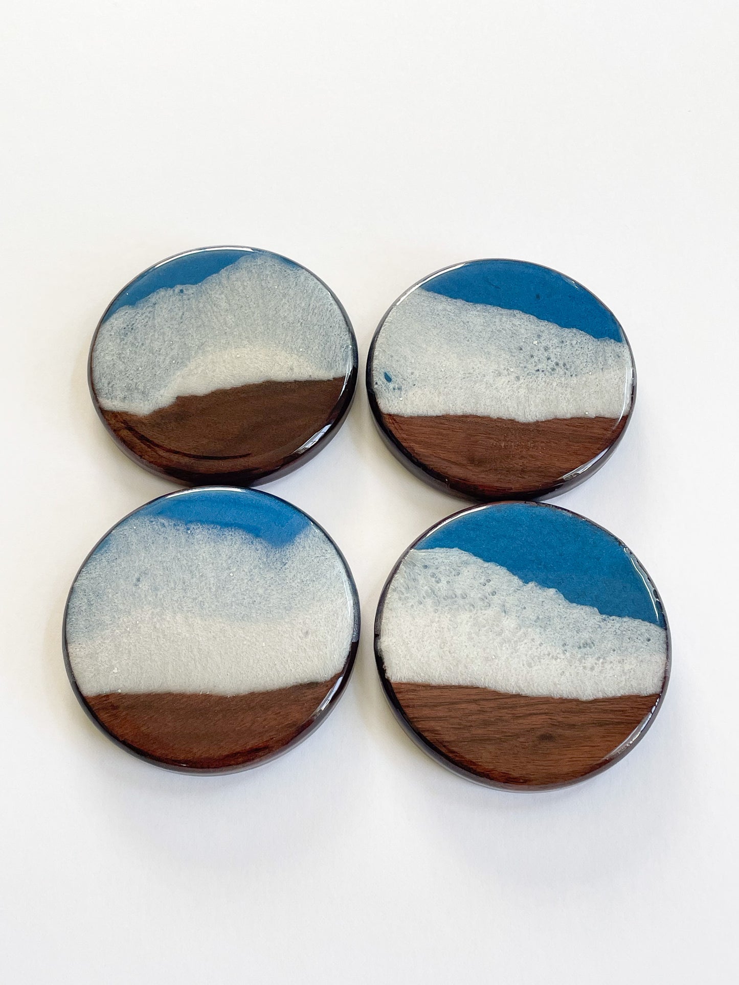 Blue Ocean Theme Coaster (Walnut Wood)