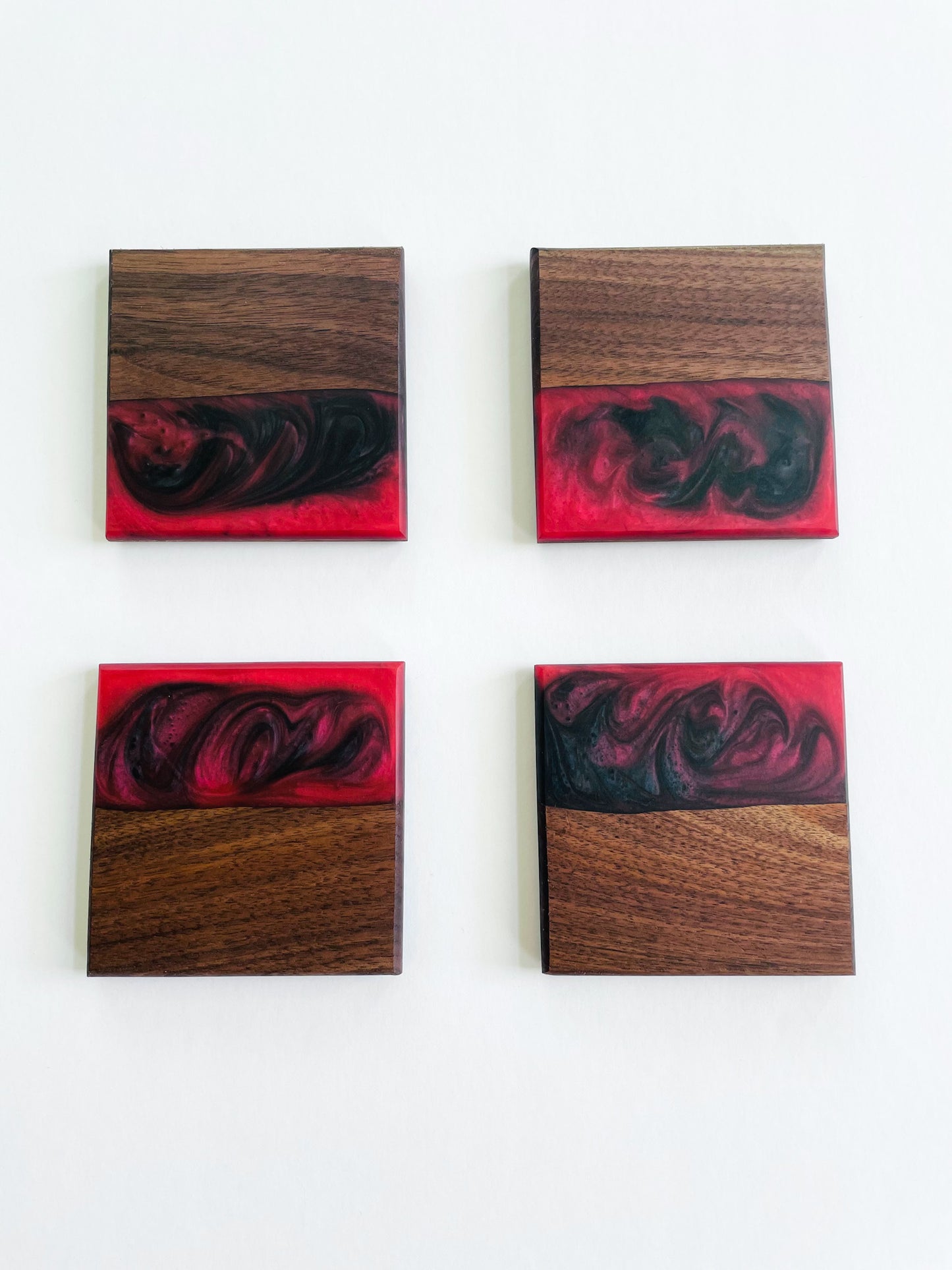 Walnut Red and Black Swirl Coaster