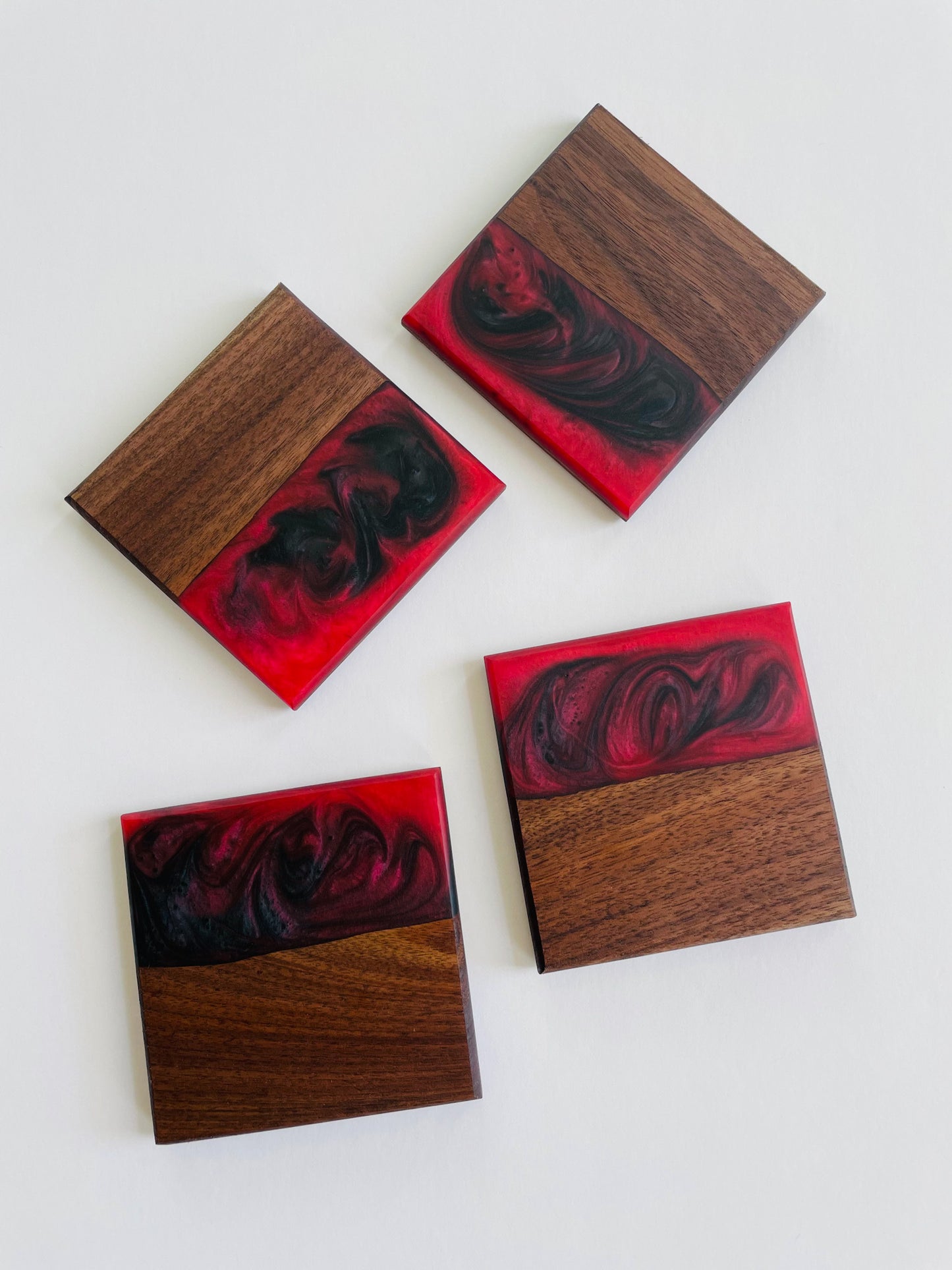 Walnut Red and Black Swirl Coaster