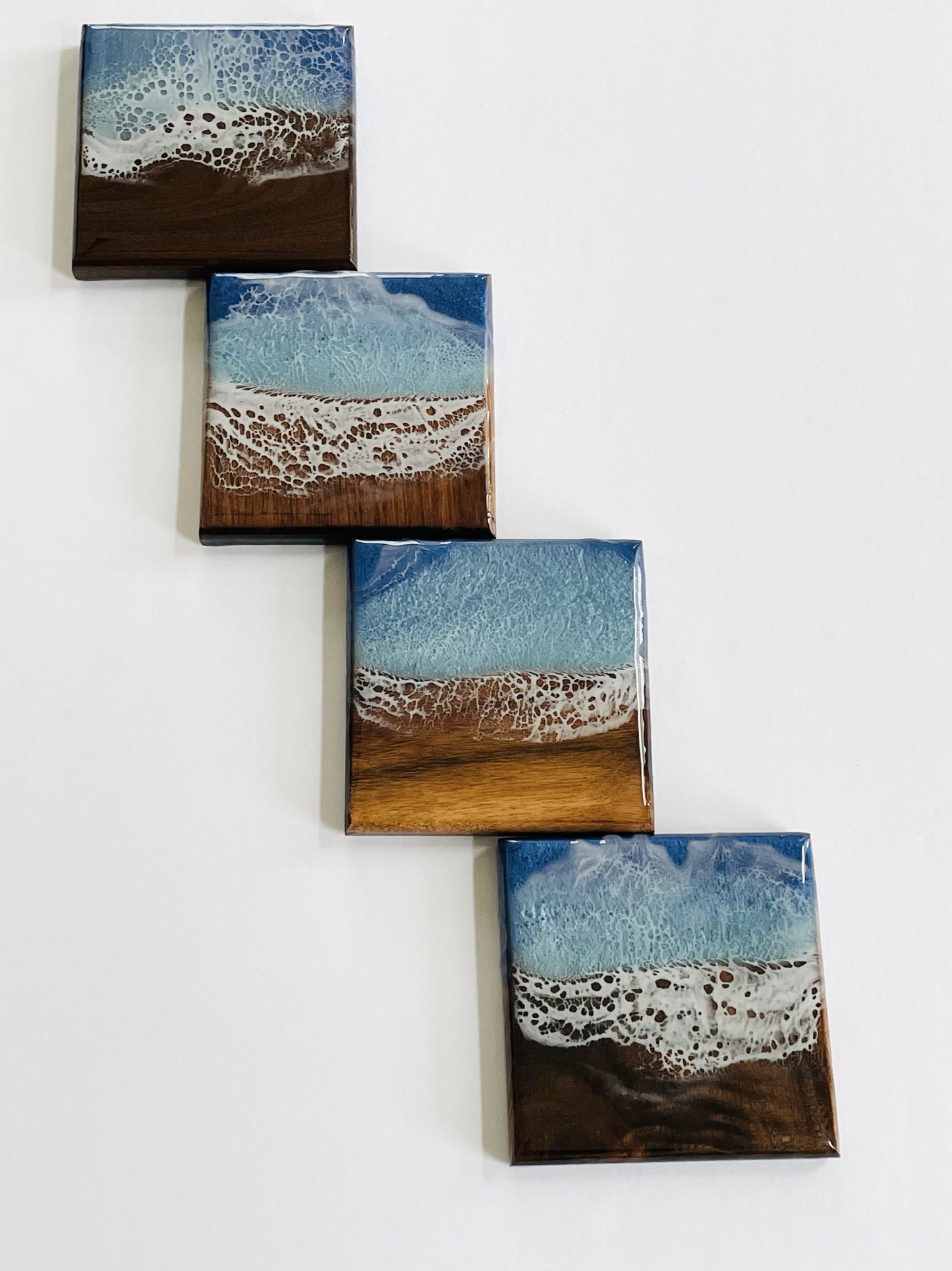 Ocean Blue Coasters (Walnut Wood)