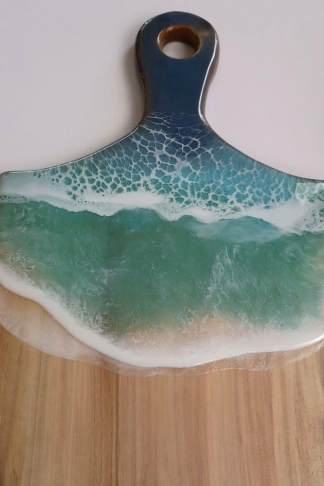 Ocean Resin Charcuterie Board – Handmade Maple or Black Walnut