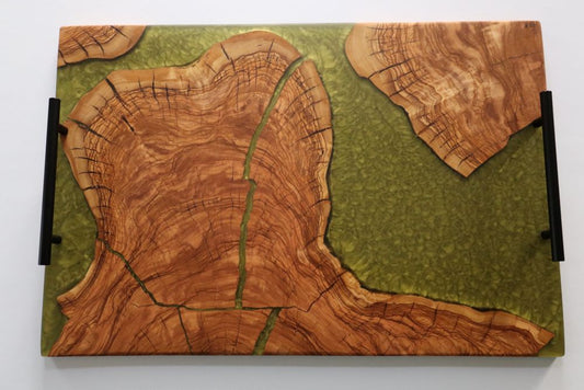 Olive Wood Lime Green Epoxy Serving Tray
