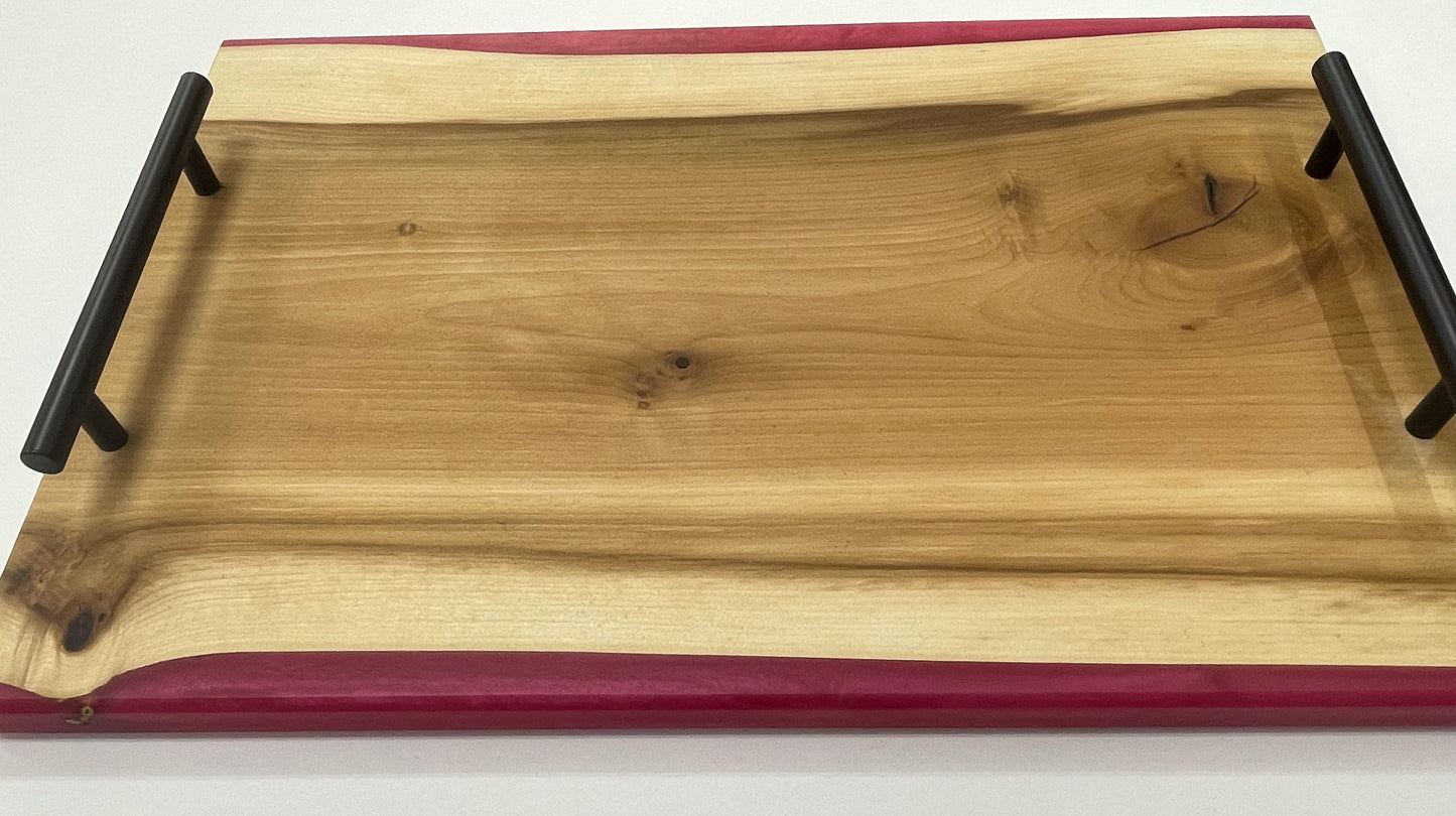 Poplar Wood Serving Tray with Colored Resin