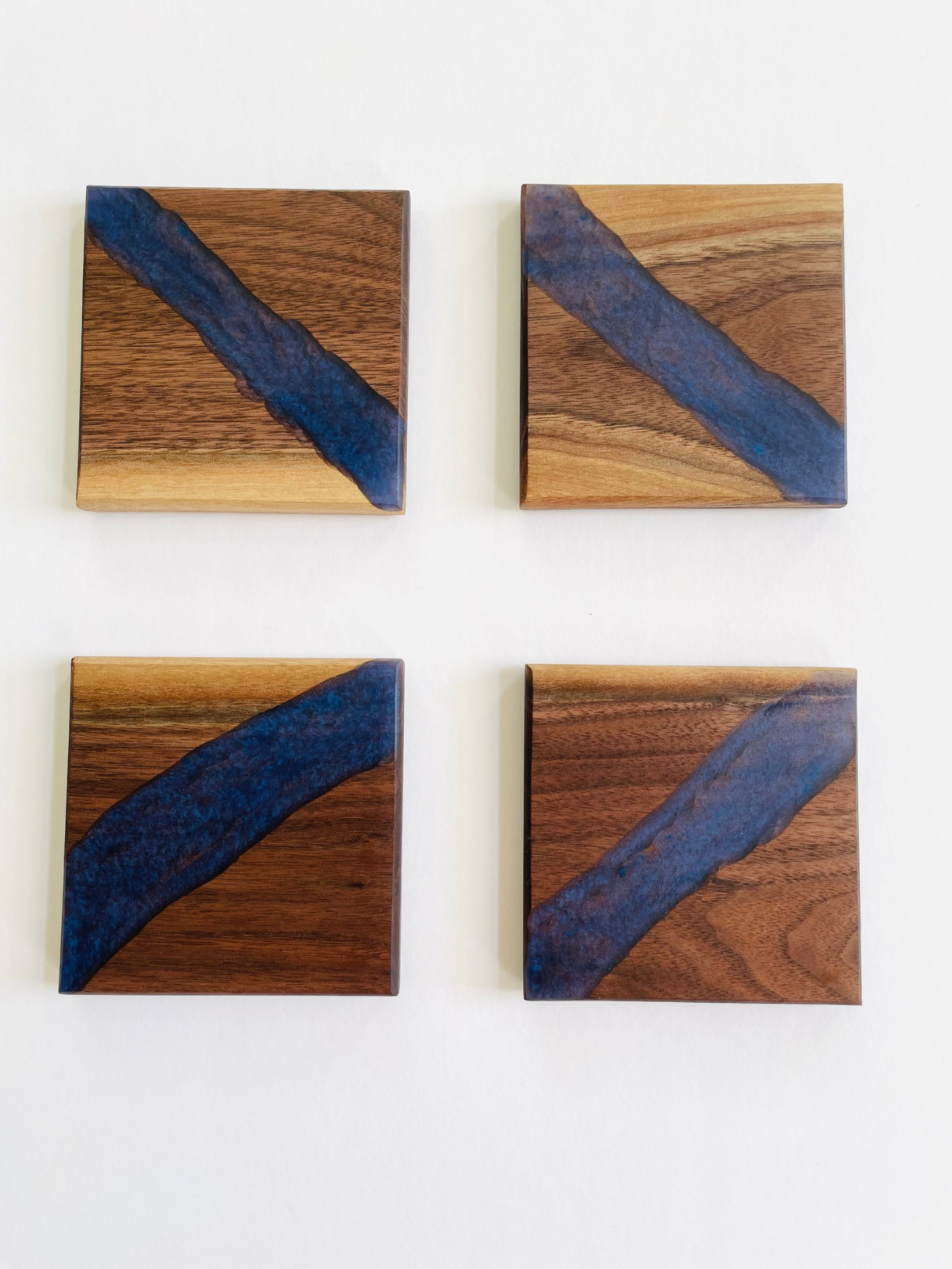 Walnut Blue Stripe Coasters