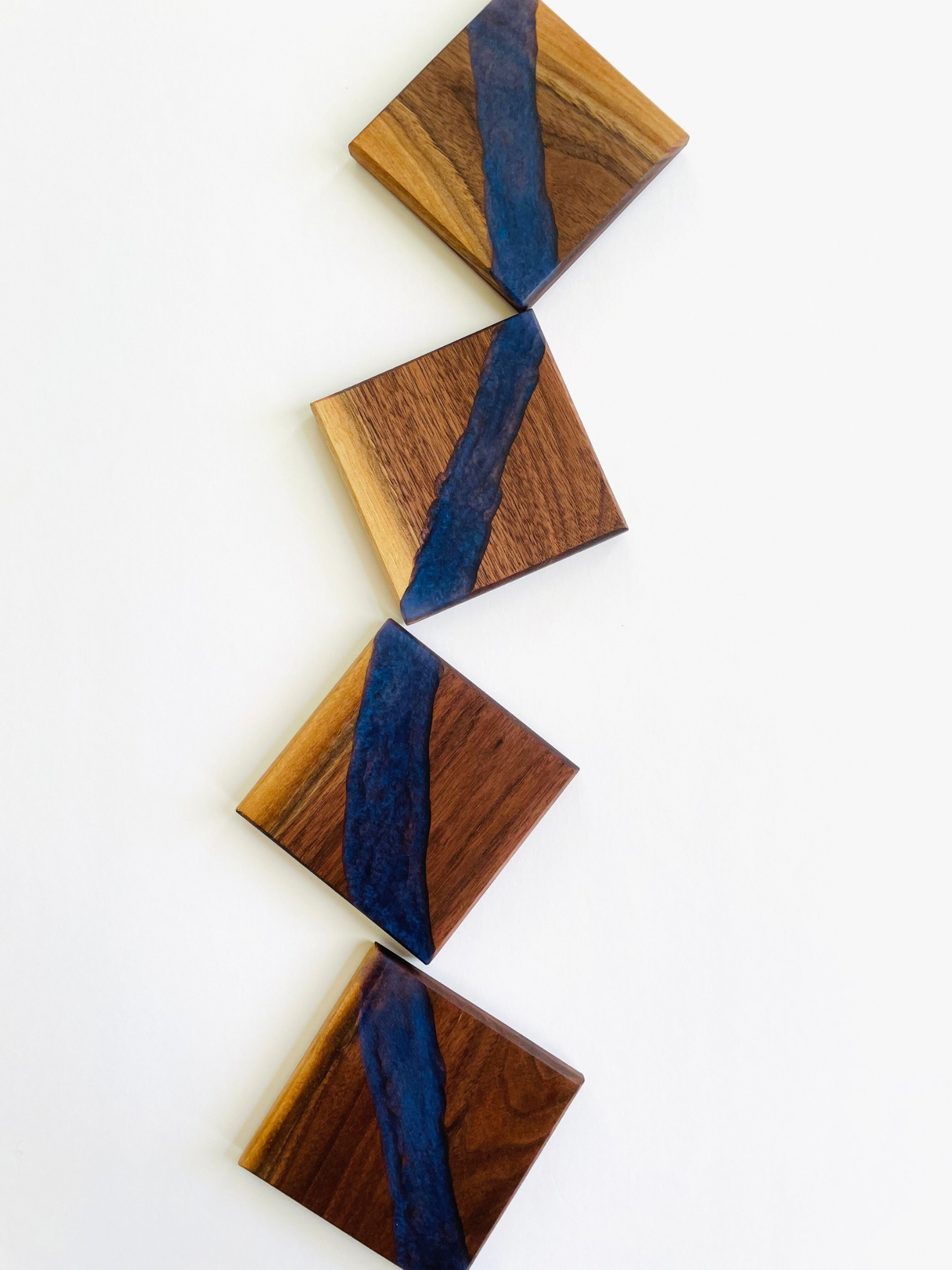 Walnut Blue Stripe Coasters