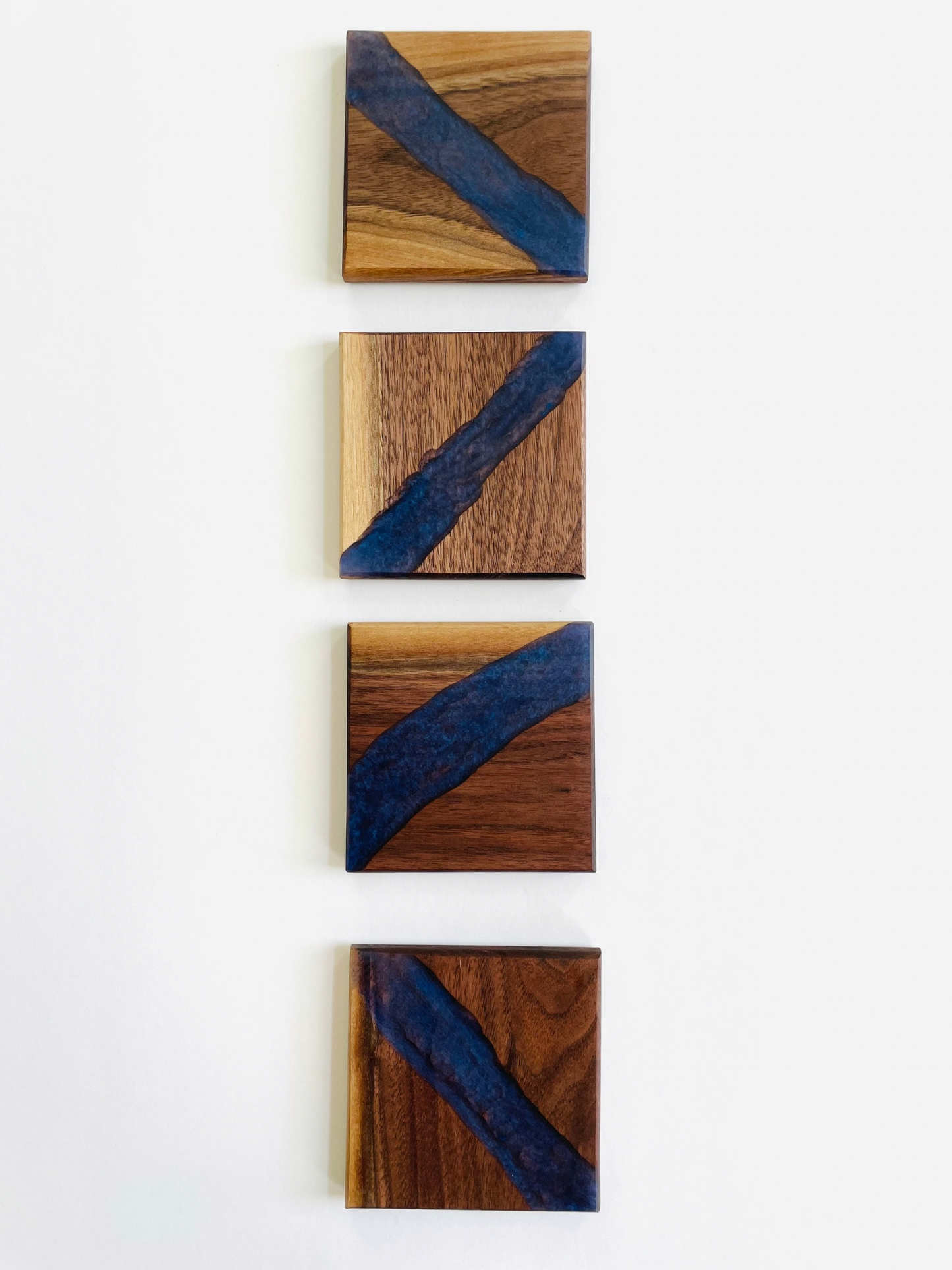 Walnut Blue Stripe Coasters