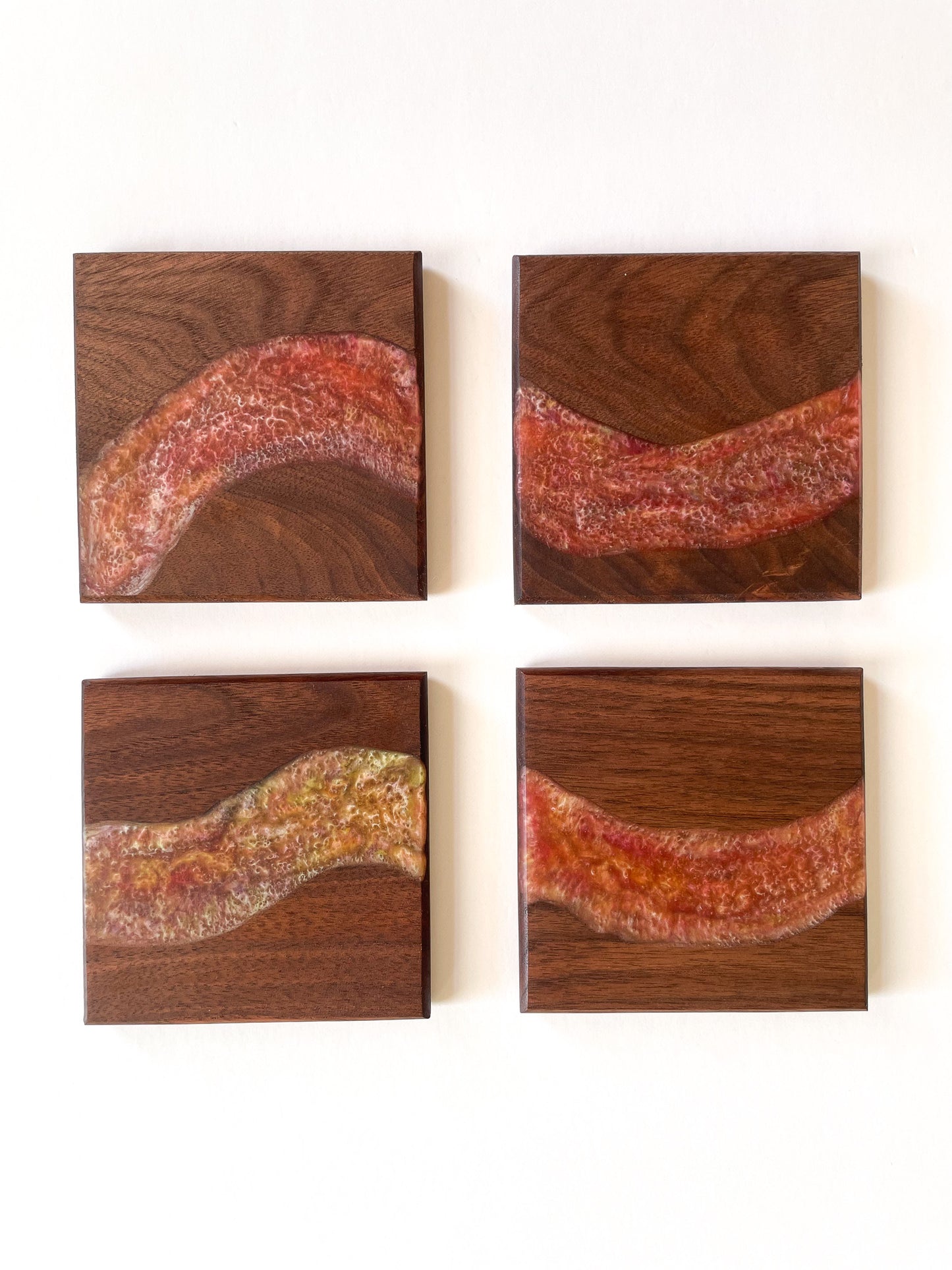 Walnut Multicolor with Stripe Coasters